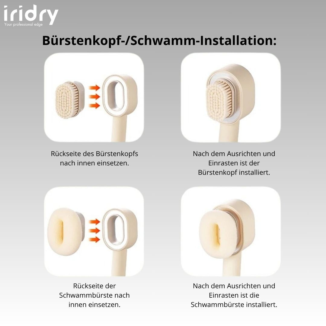 Iridry™  PureDry Zubehör - Aufsätze Peelingschwamm und Waschbürste
