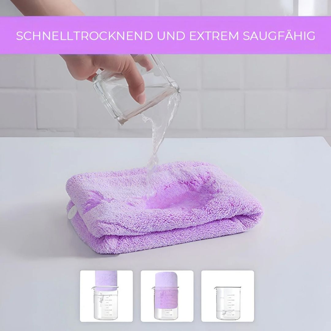 Mikrofaser-Haarturban-Handtuch-Schnelles-Schonendes-Haartrocknen